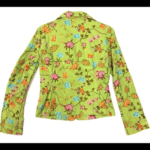 Johnny Was Lime Green Floral Embroidered Jacket - Picture 8 of 8